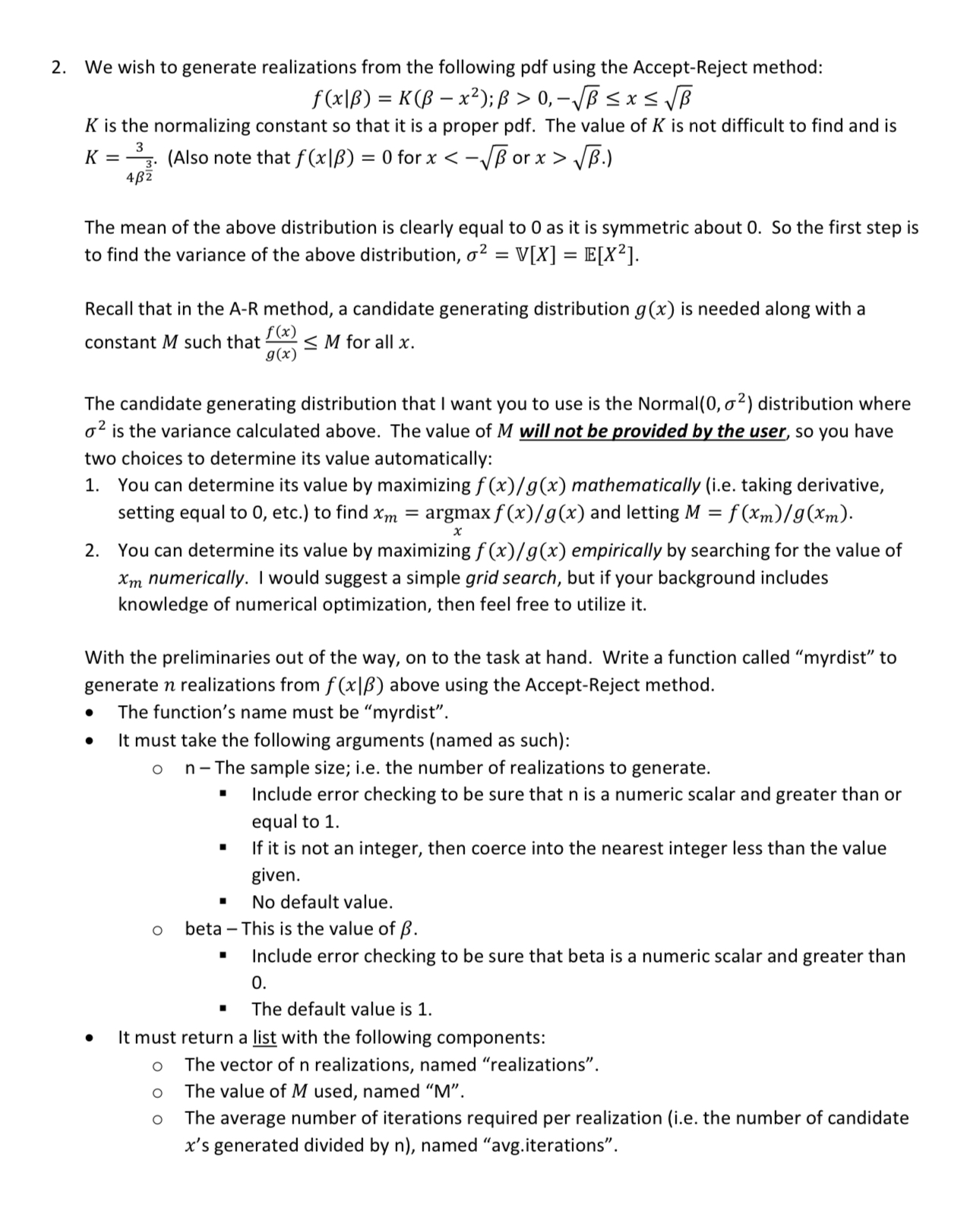 We wish to generate realizations from the