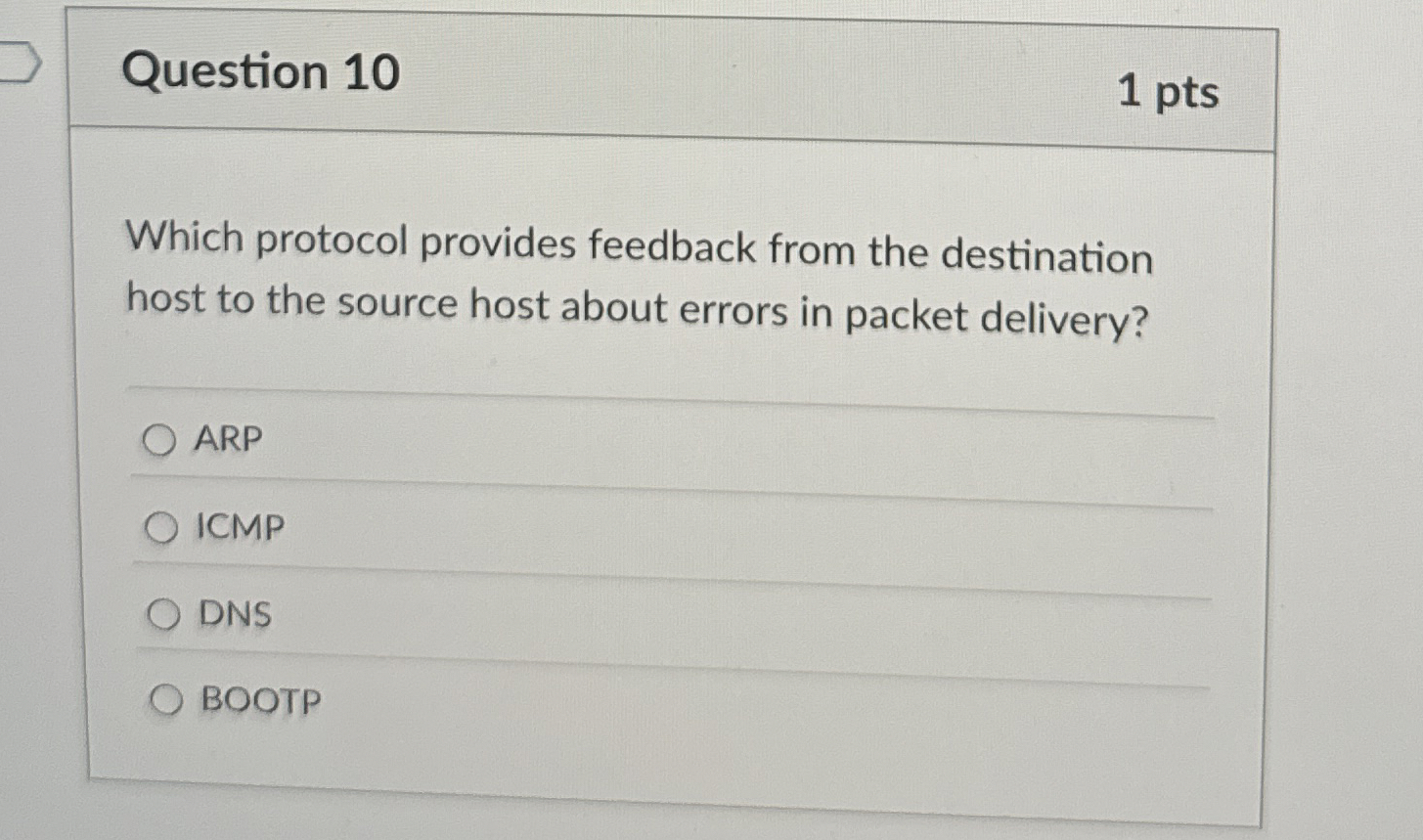 Question 1 0 1 pts Which protocol provides