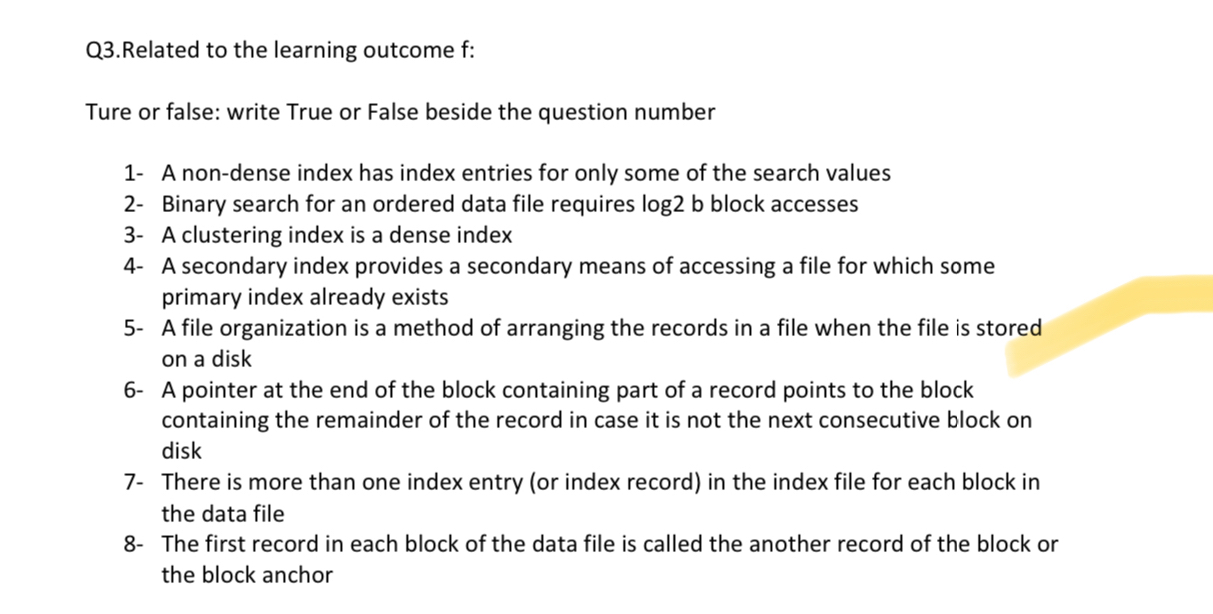 Q 3 . Related to the learning outcome f : Ture or