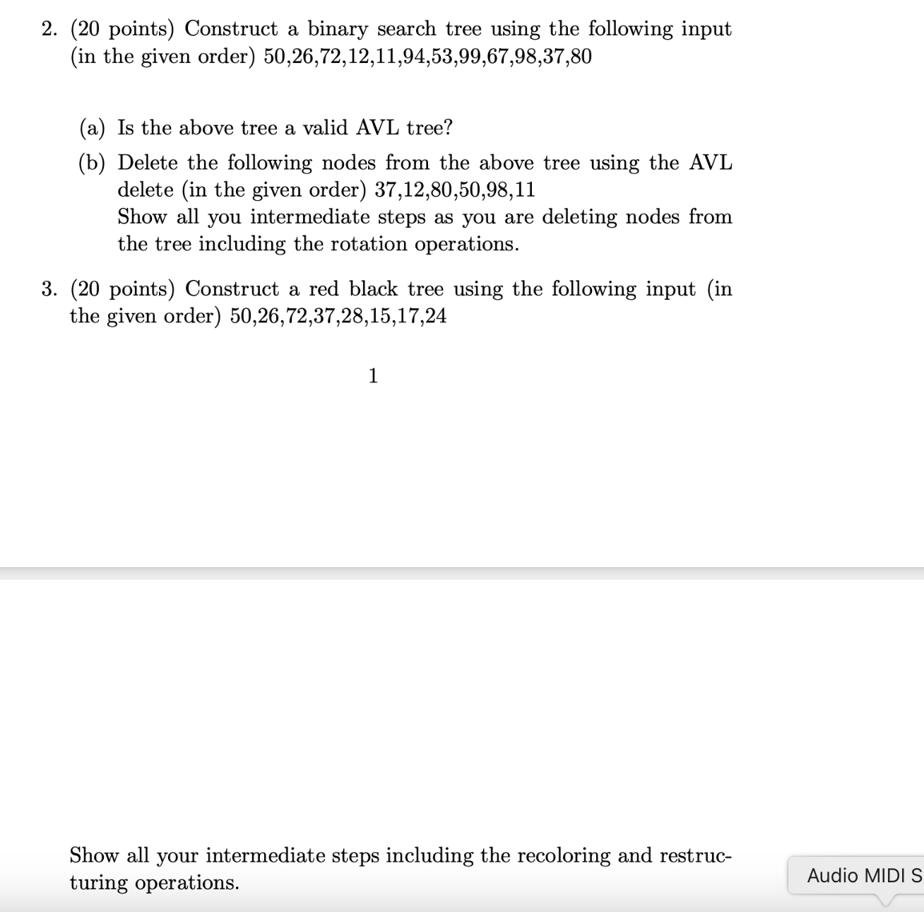 Construct a binary search tree using the