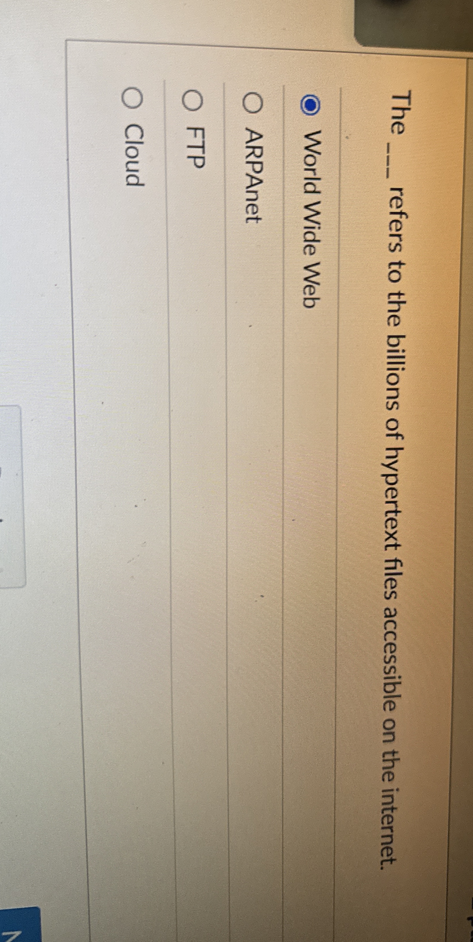 The refers to the billions of hypertext files