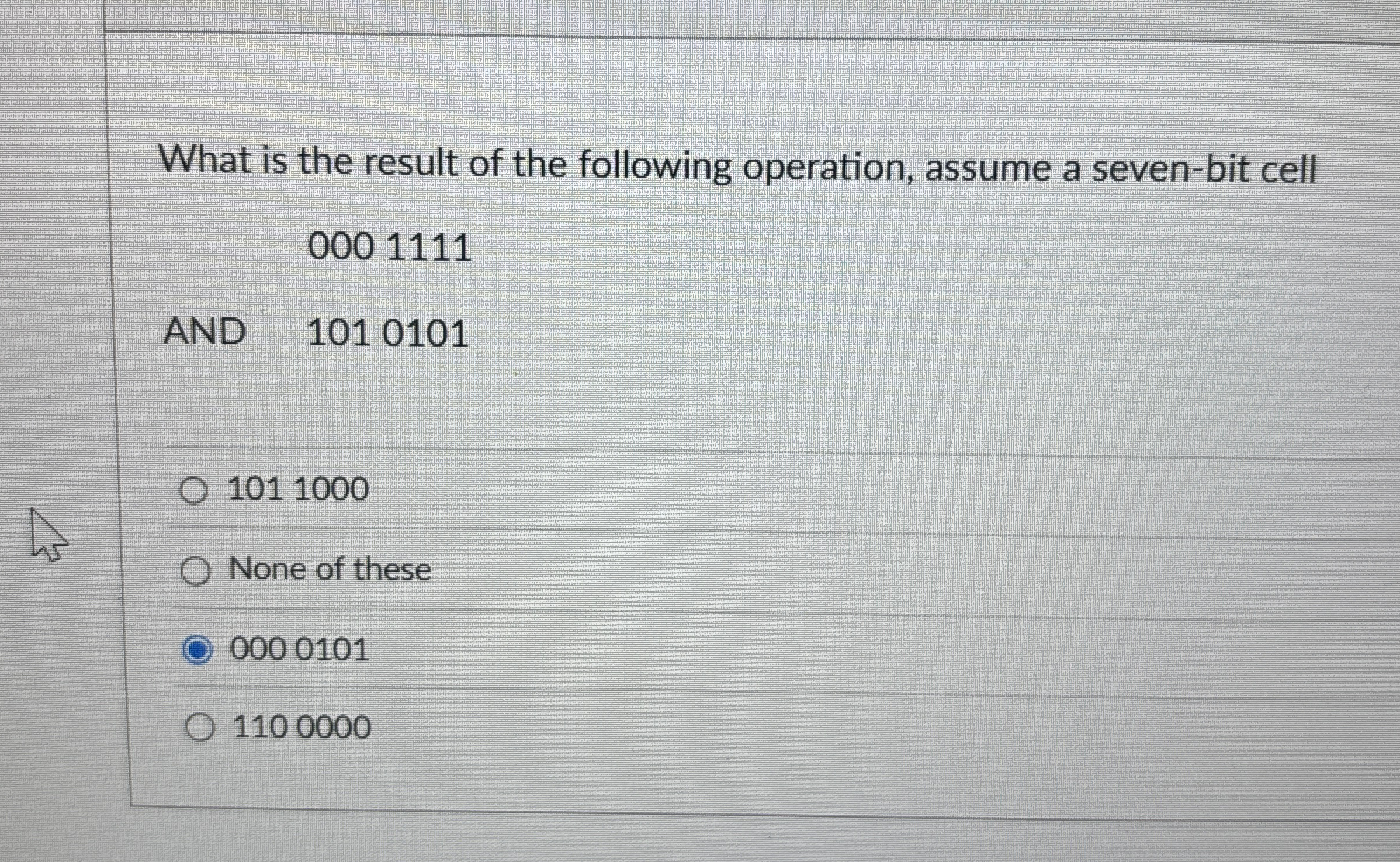 What is the result of the following operation,
