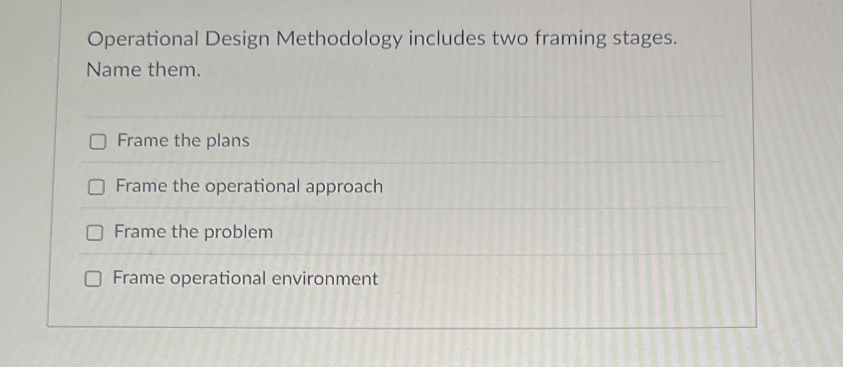 Operational Design Methodology includes two