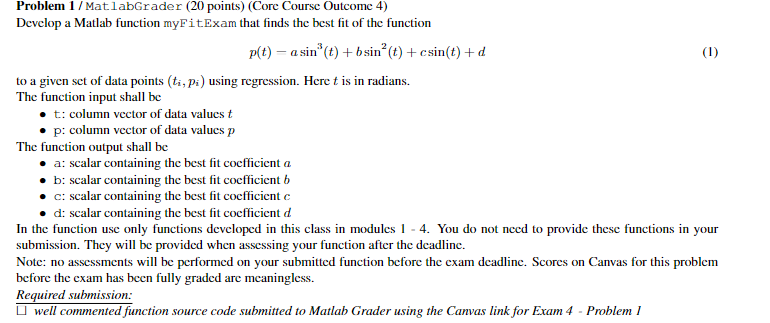 Problem 1 / Mat labGrader ( 2 0 points ) ( Core