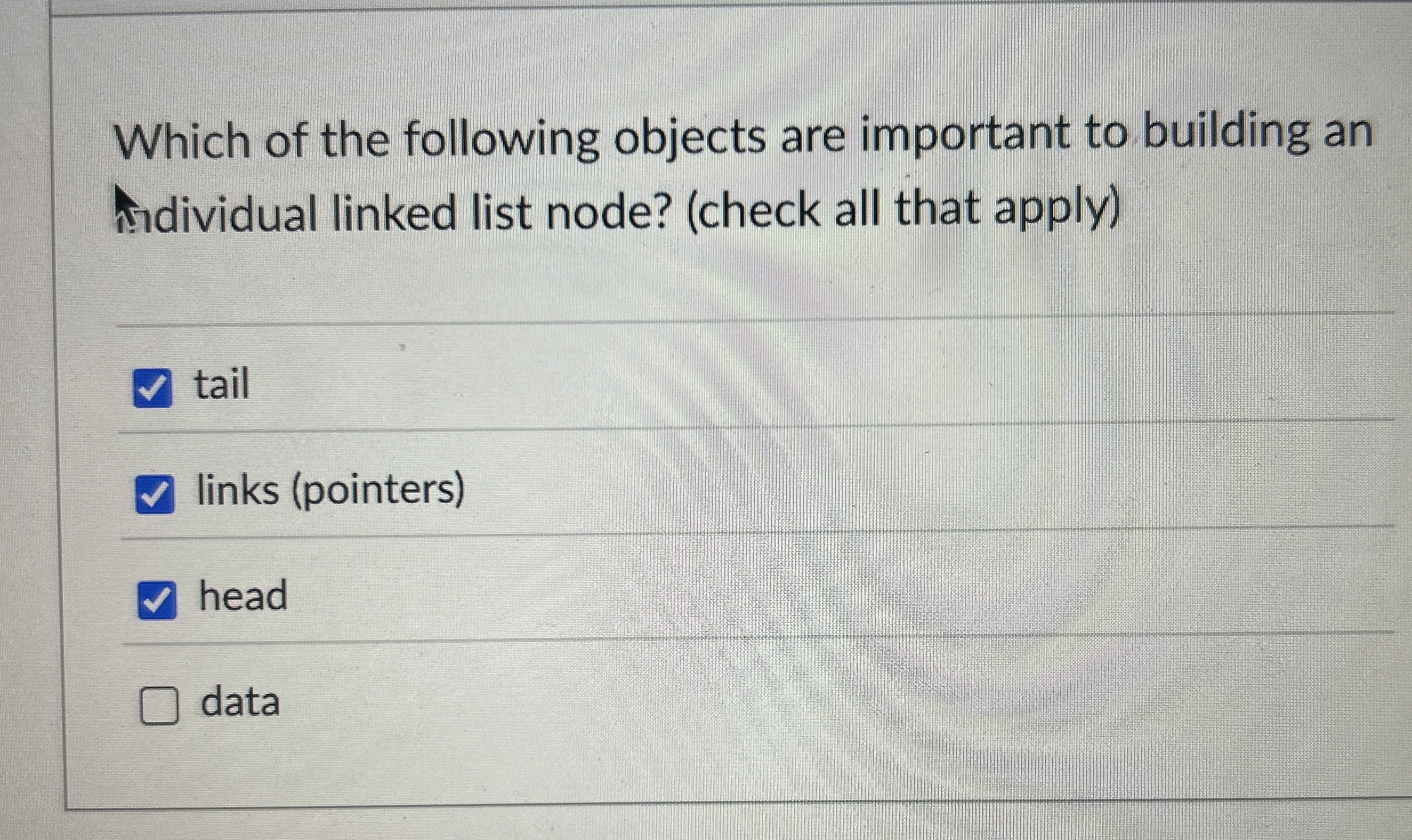 Which of the following objects are important to