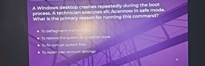 A Windows desktop crashes repeatedly during the