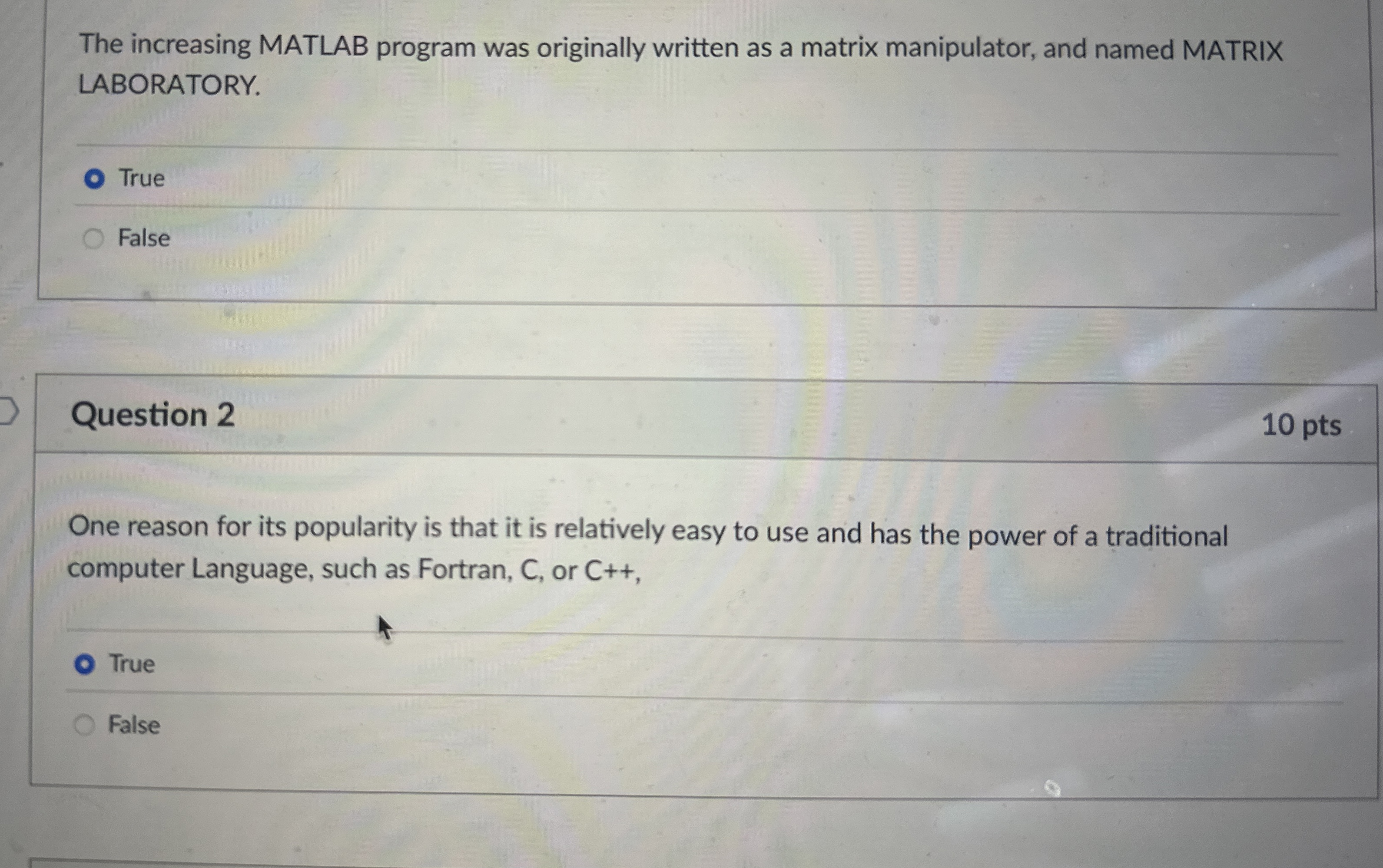 The increasing MATLAB program was originally