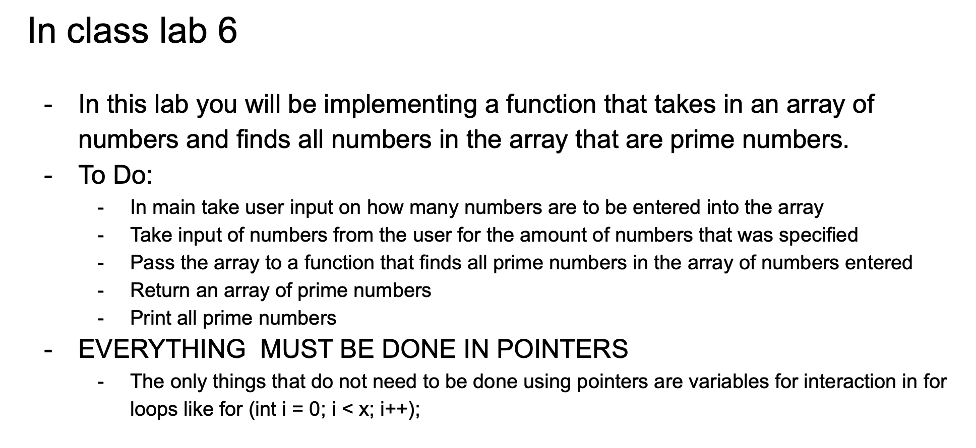 In class lab 6 - In this lab you will be