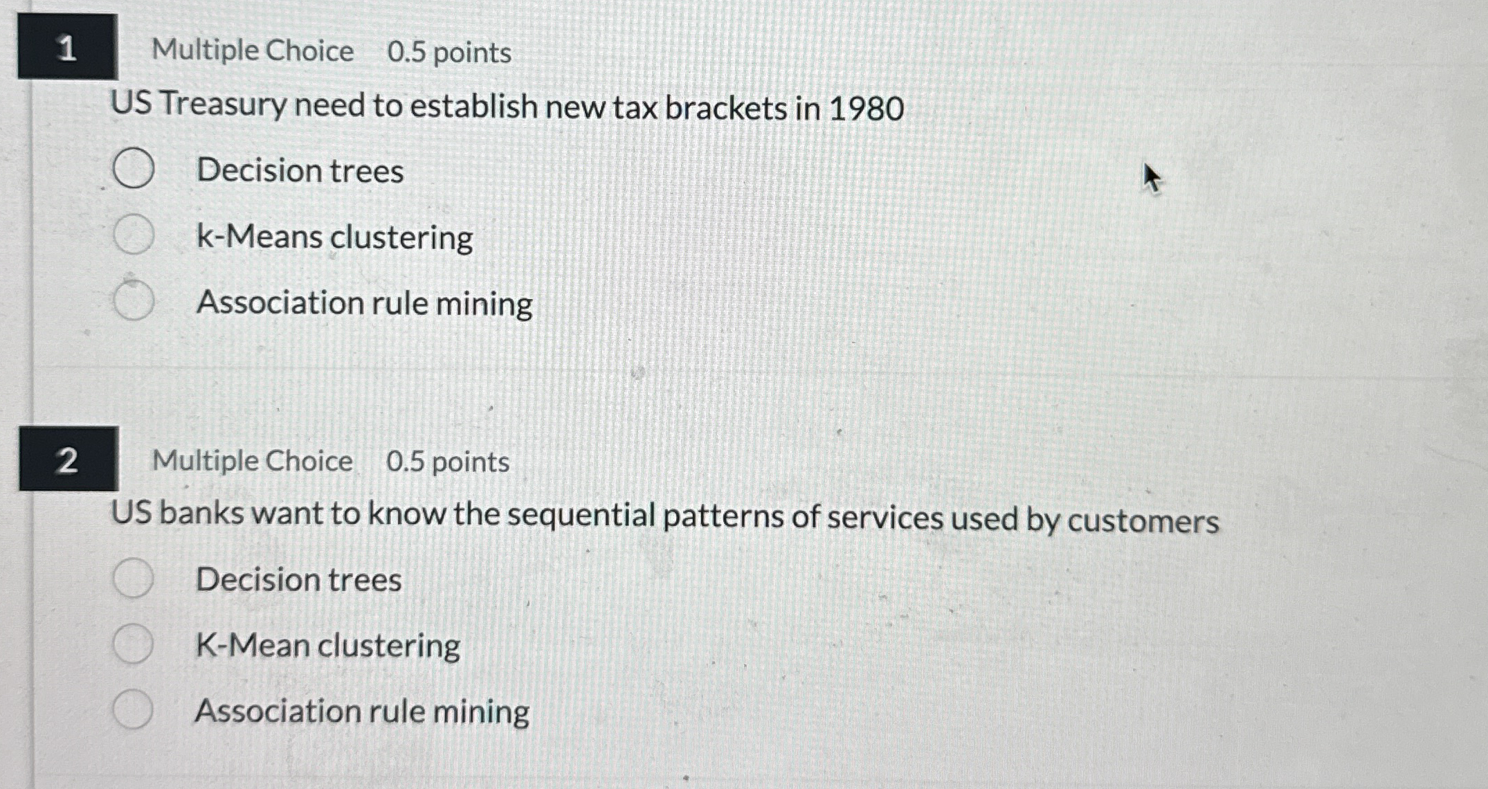1 Multiple Choice 0 . 5 points US Treasury need