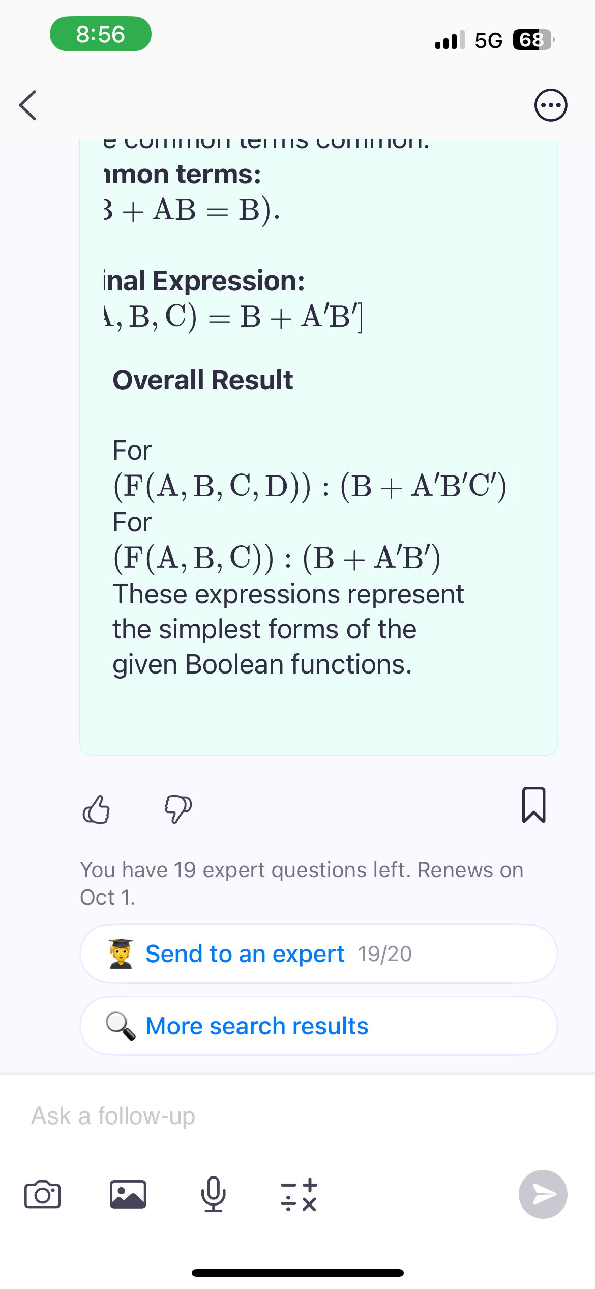 imon terms: 3 + A B = B inal Expression: [ : ( ,