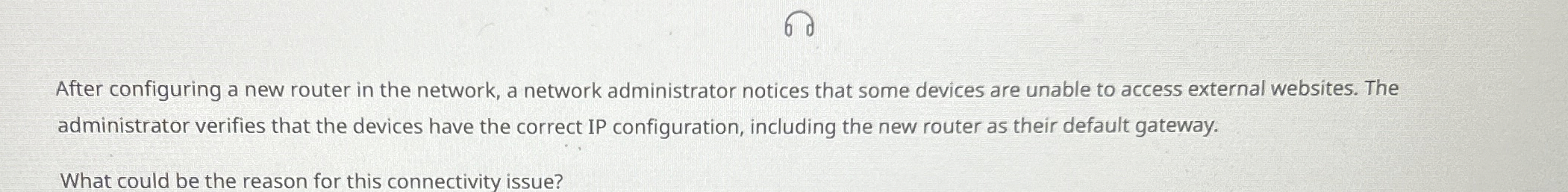 After configuring a new router in the network, a