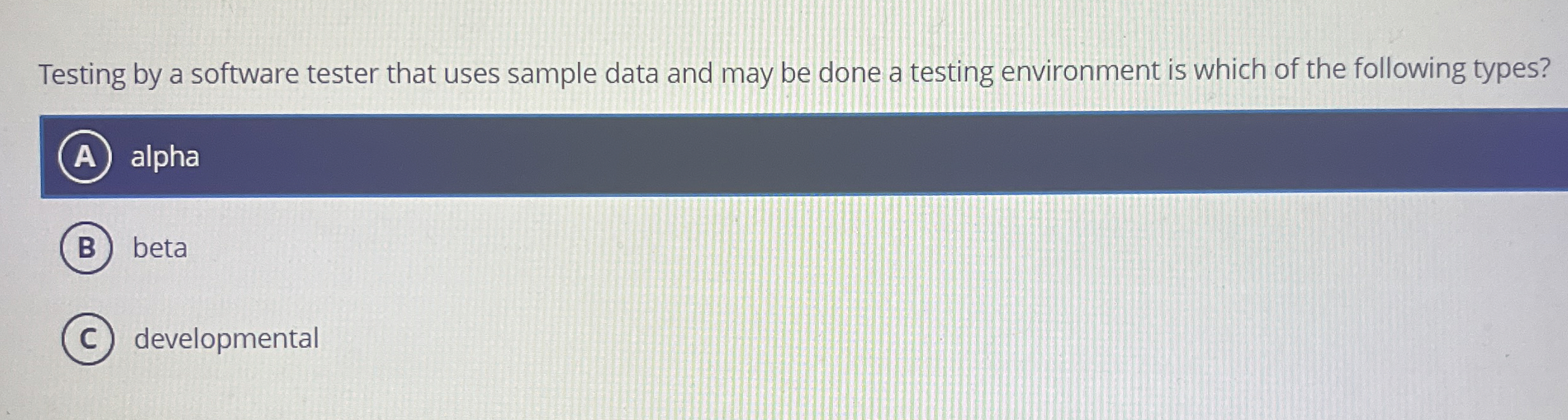 Testing by a software tester that uses sample