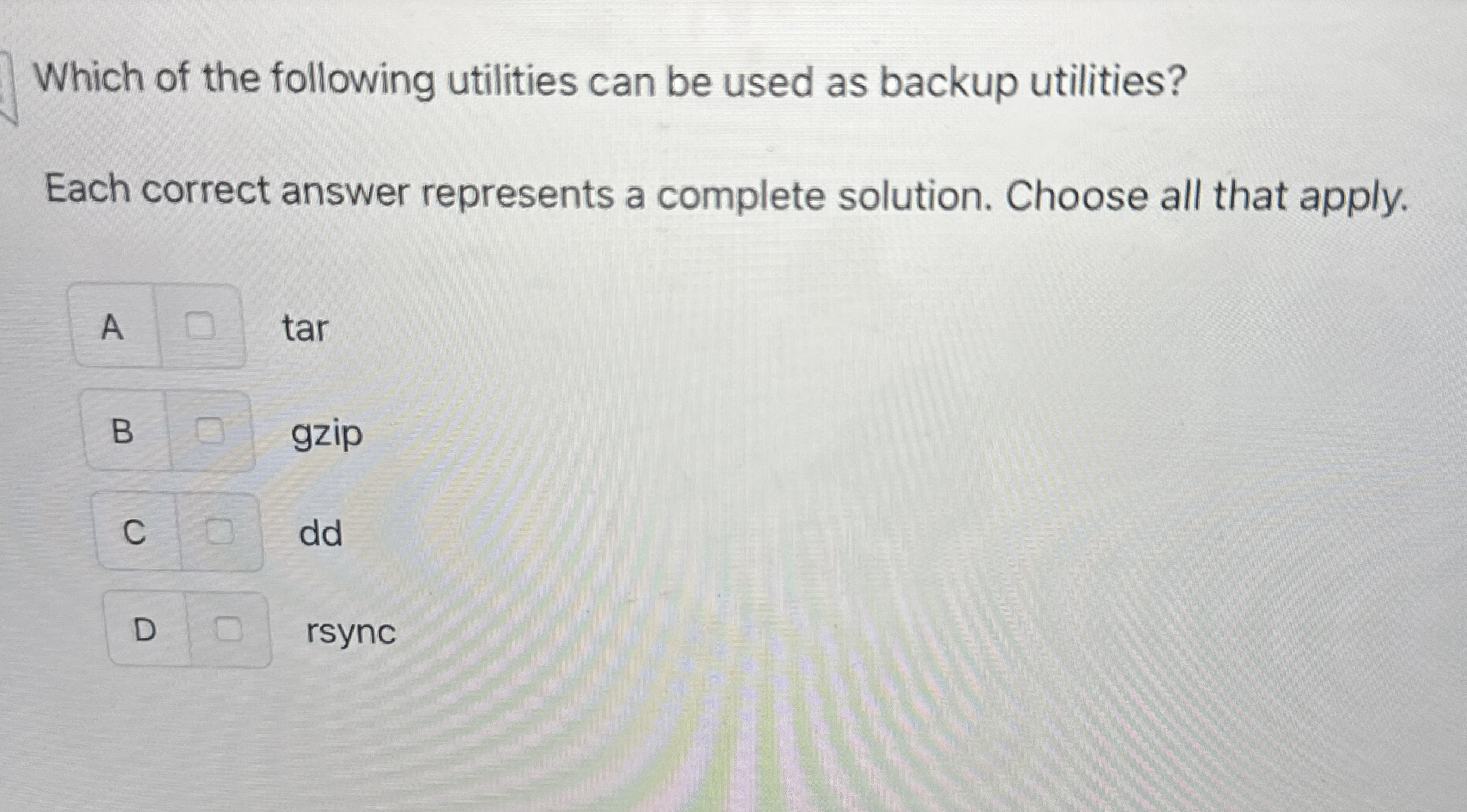 Which of the following utilities can be used as