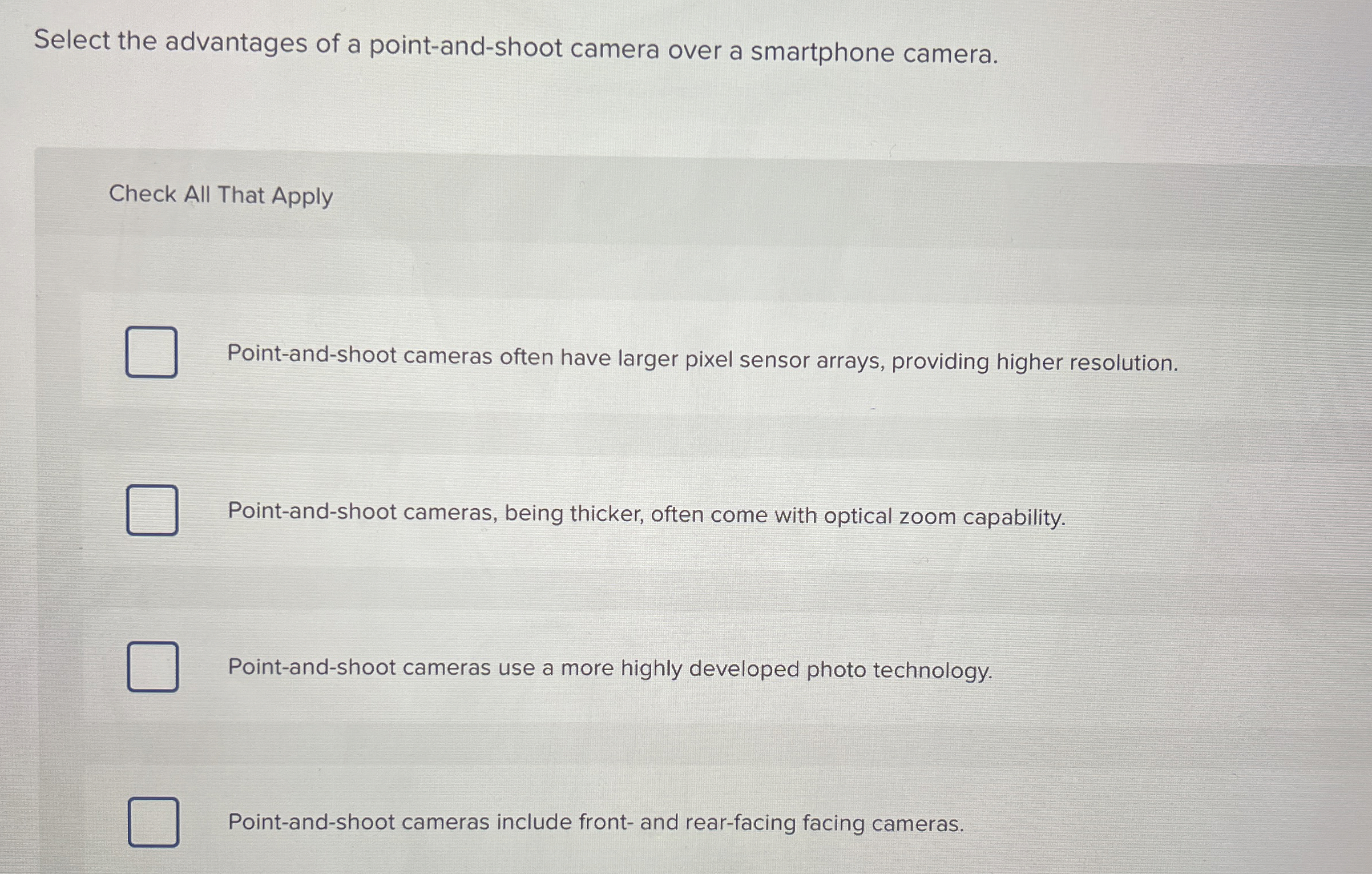 Select the advantages of a point - and - shoot