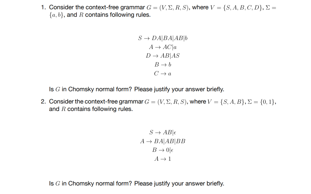 Consider the context - free grammar G = ( V , , R