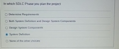 In which SDLC Phase you plan the project