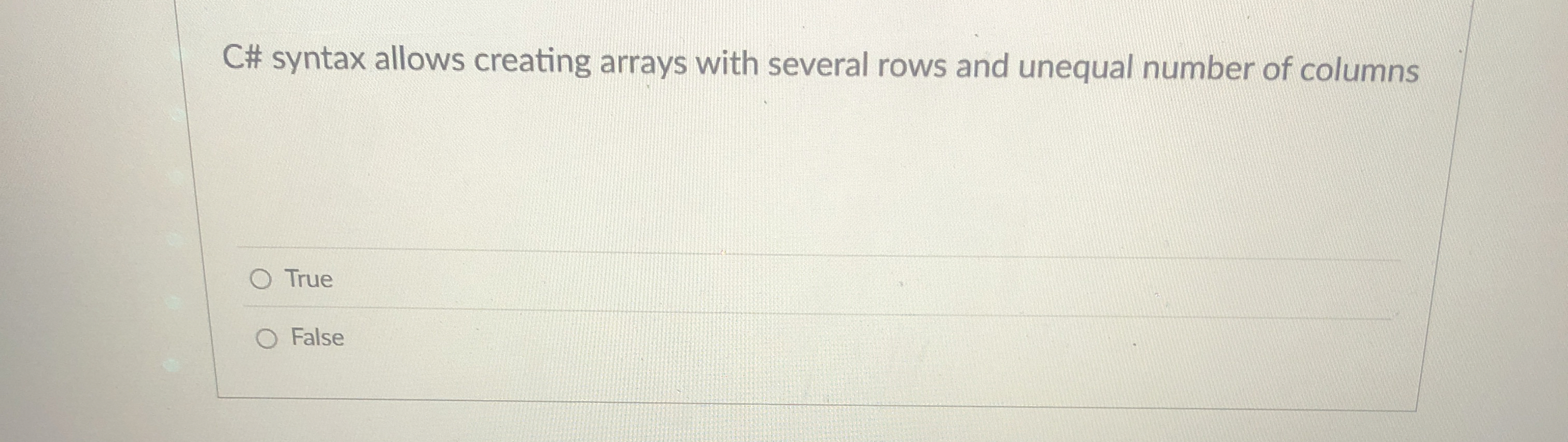 C# syntax allows creating arrays with several