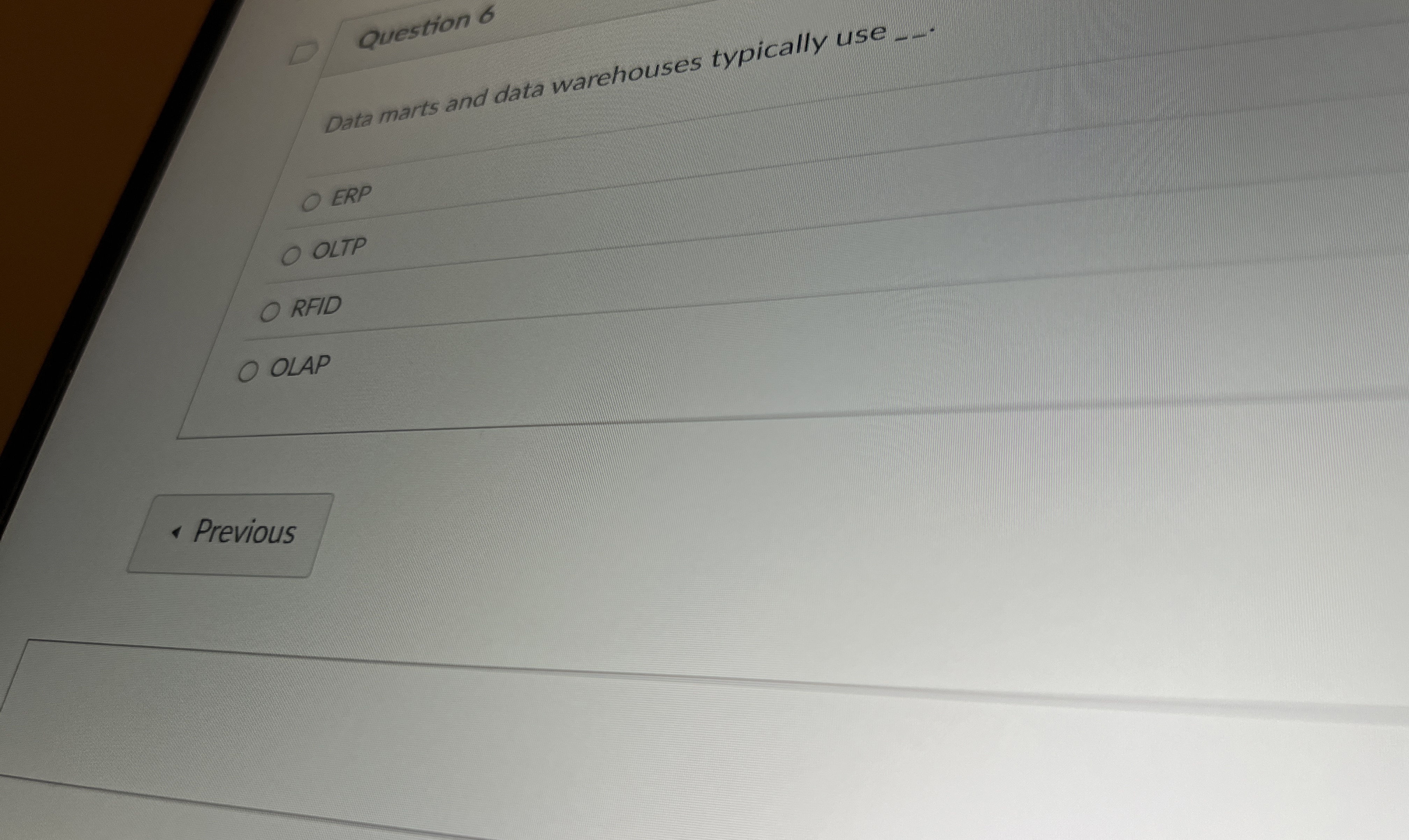 Question 6 Data marts and data warehouses