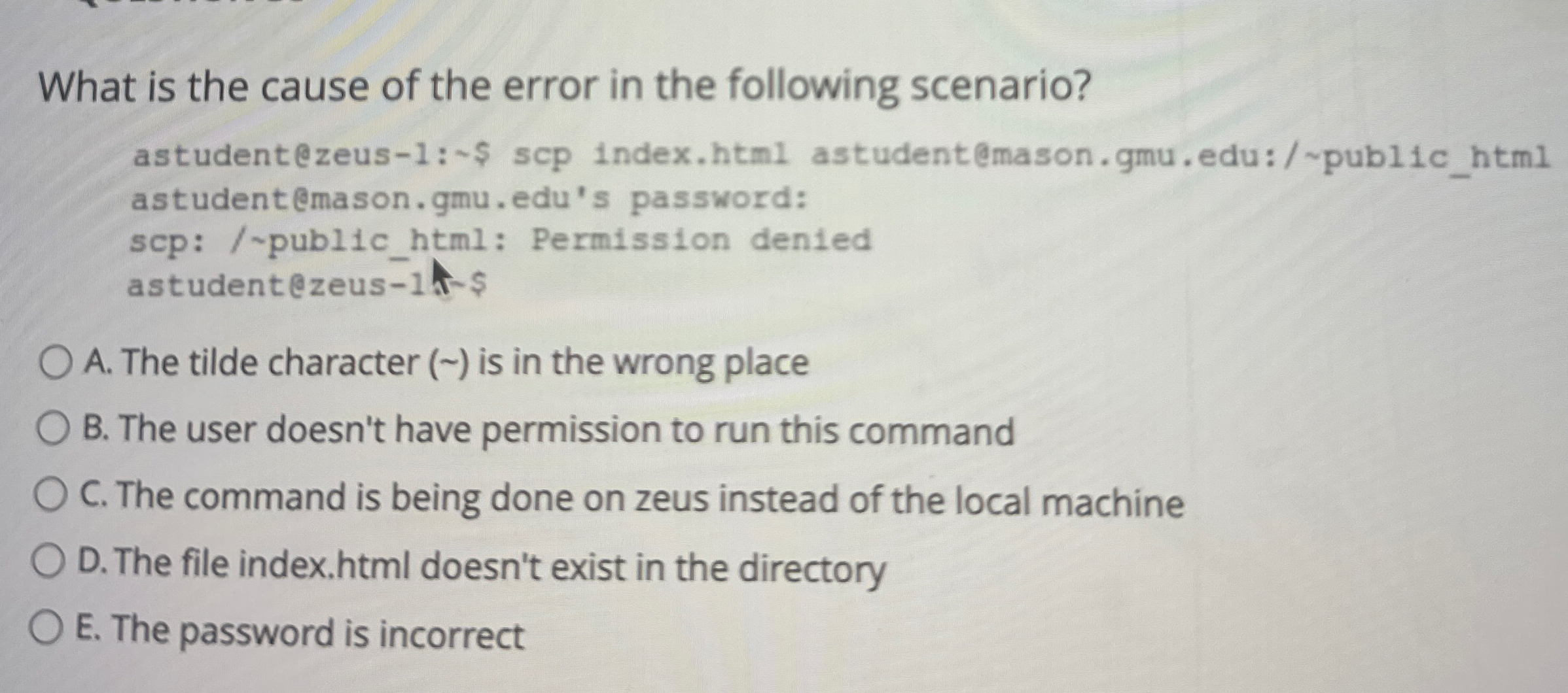 What is the cause of the error in the following