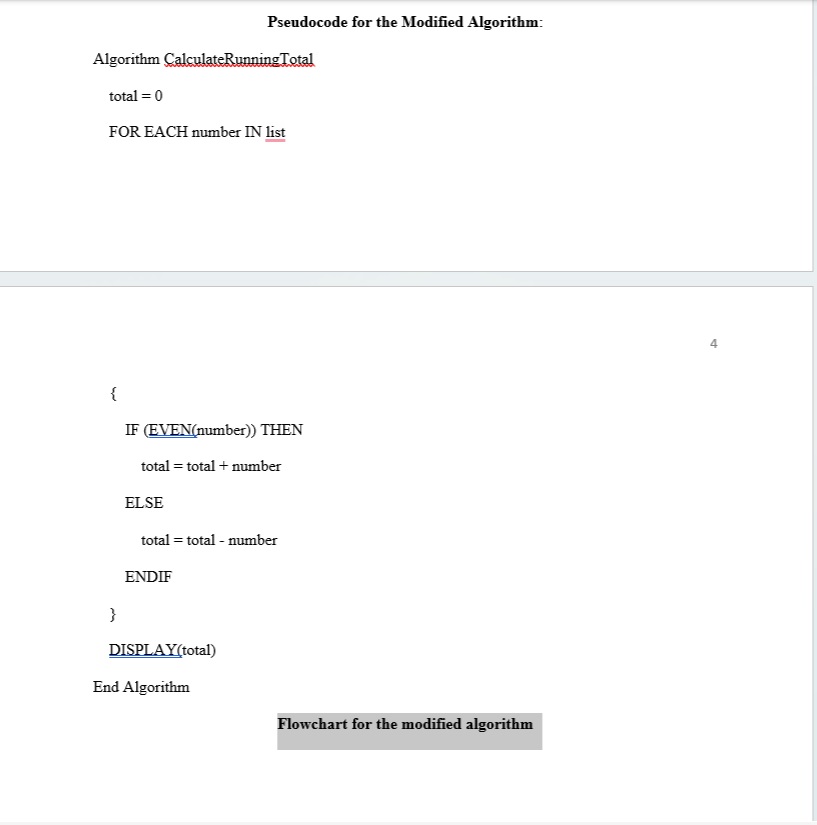 Pseudocode for the Modified Algorithm: Algorithm