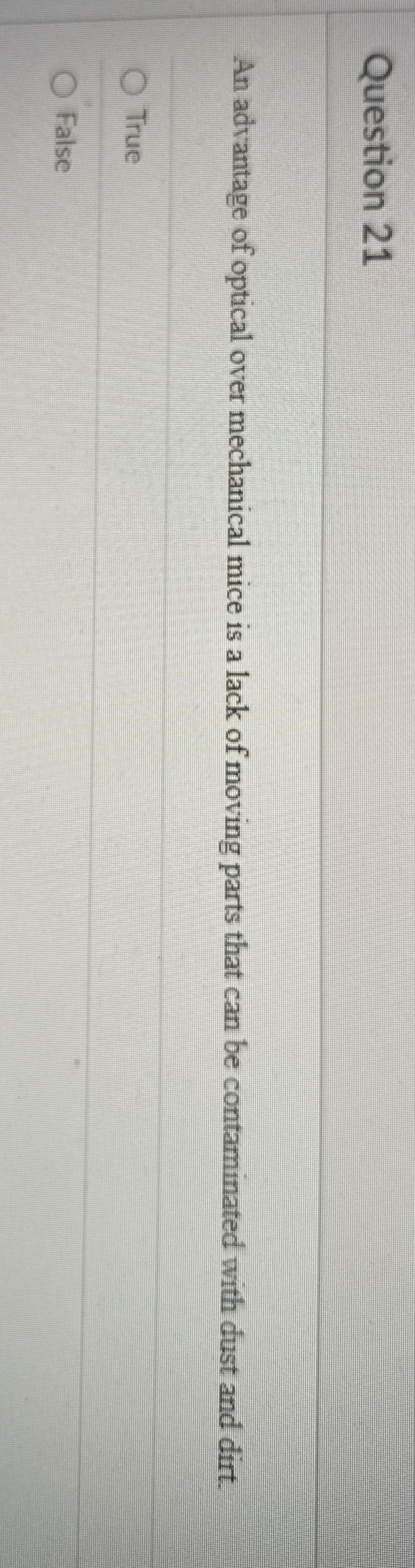 Question 2 1 An adrantage of optical over