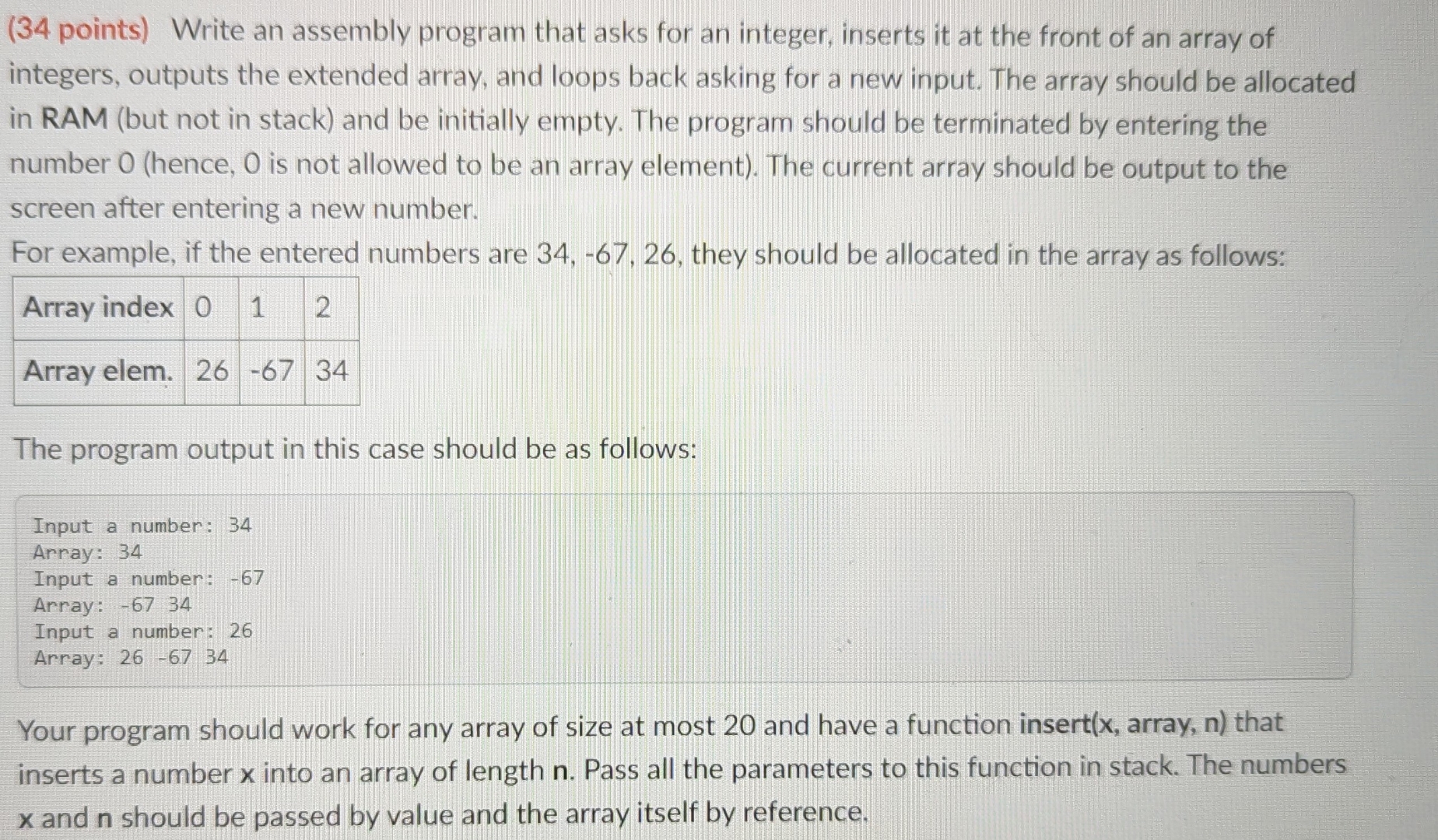 Write an ARM assembly program that asks for an