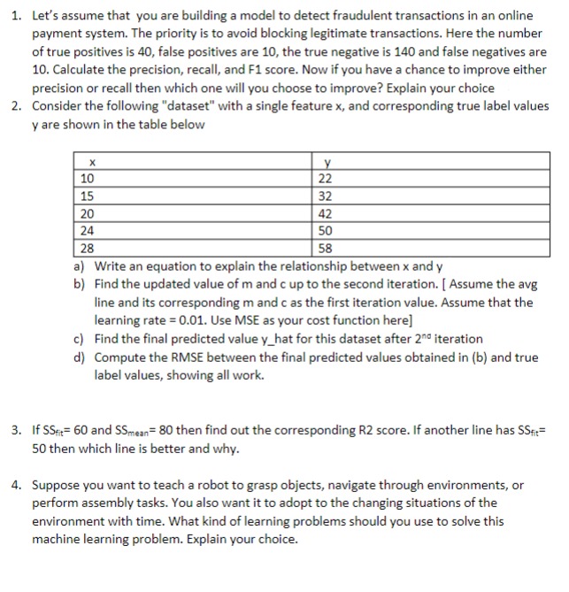 1 . Let's assume that you are building a model to