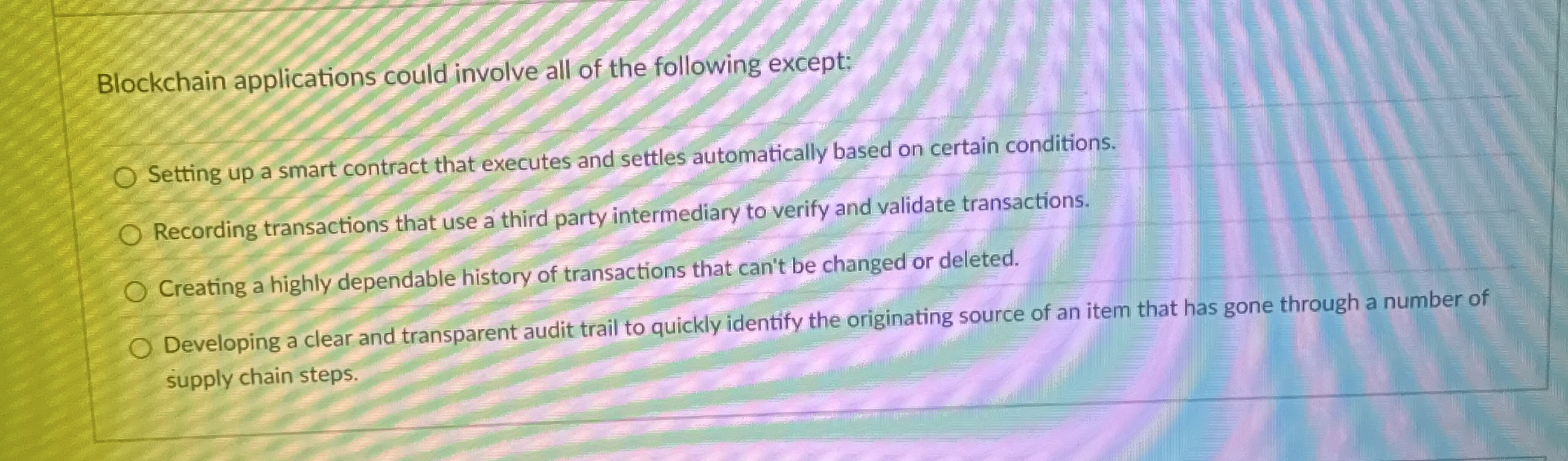 Blockchain applications could involve all of the