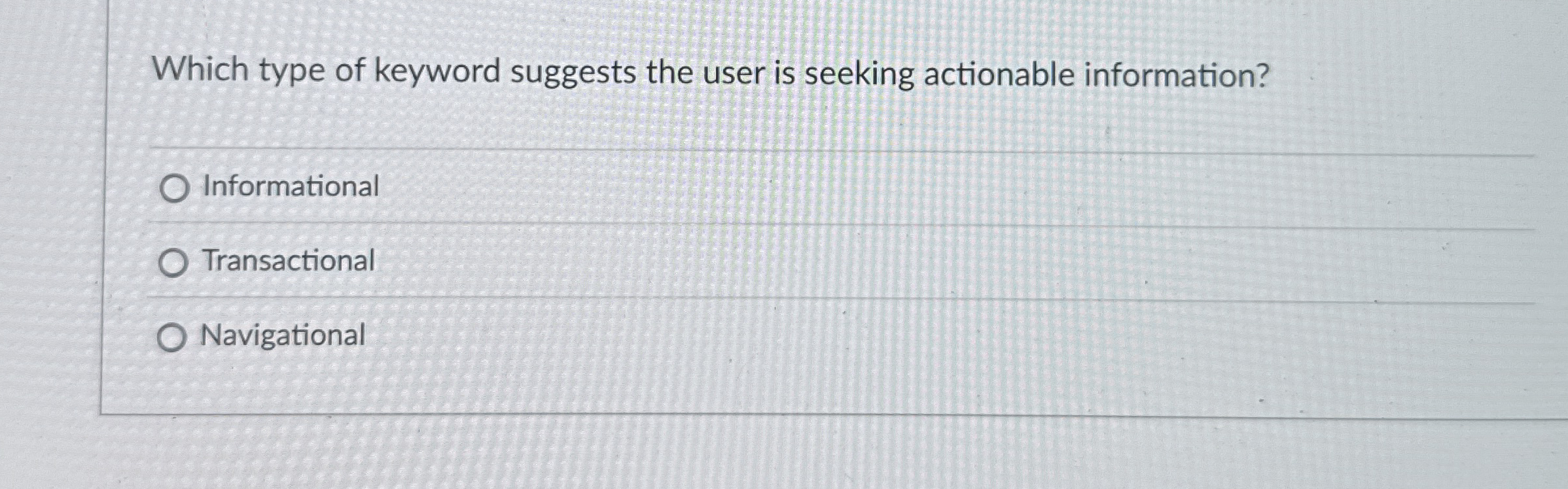 Which type of keyword suggests the user is
