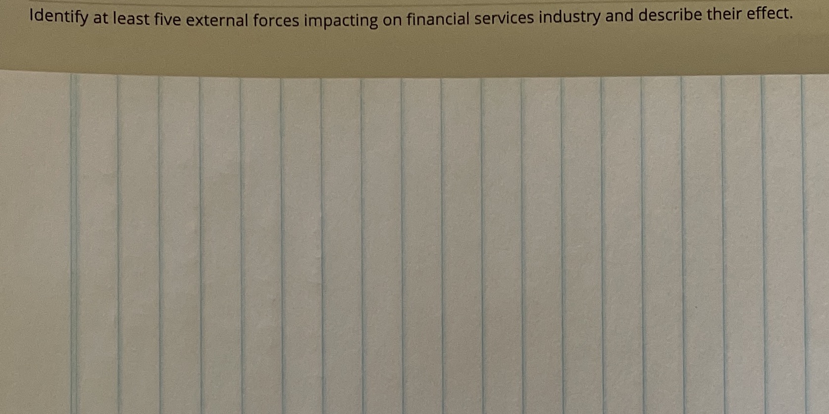 Help needed Identify at least five external