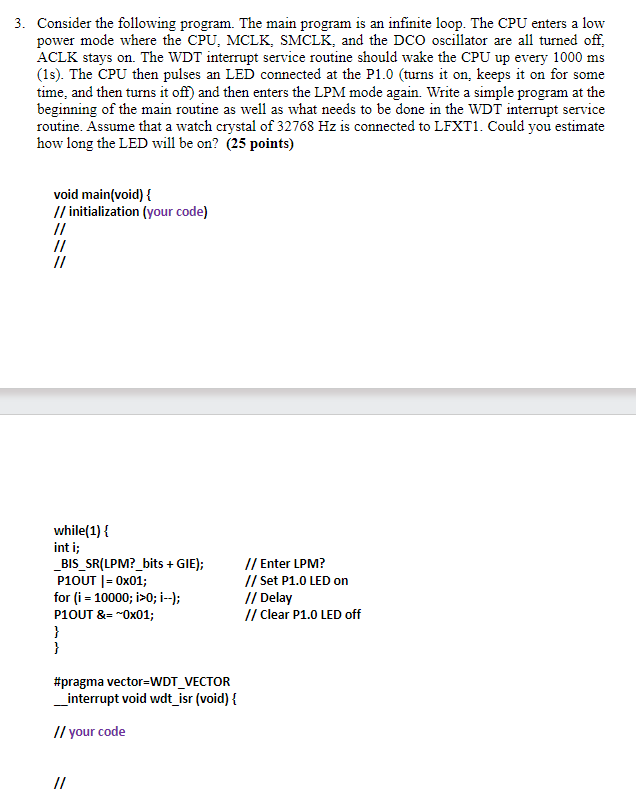 Consider the following program. The main program