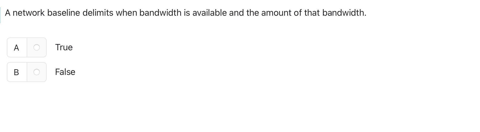 A network baseline delimits when bandwidth is