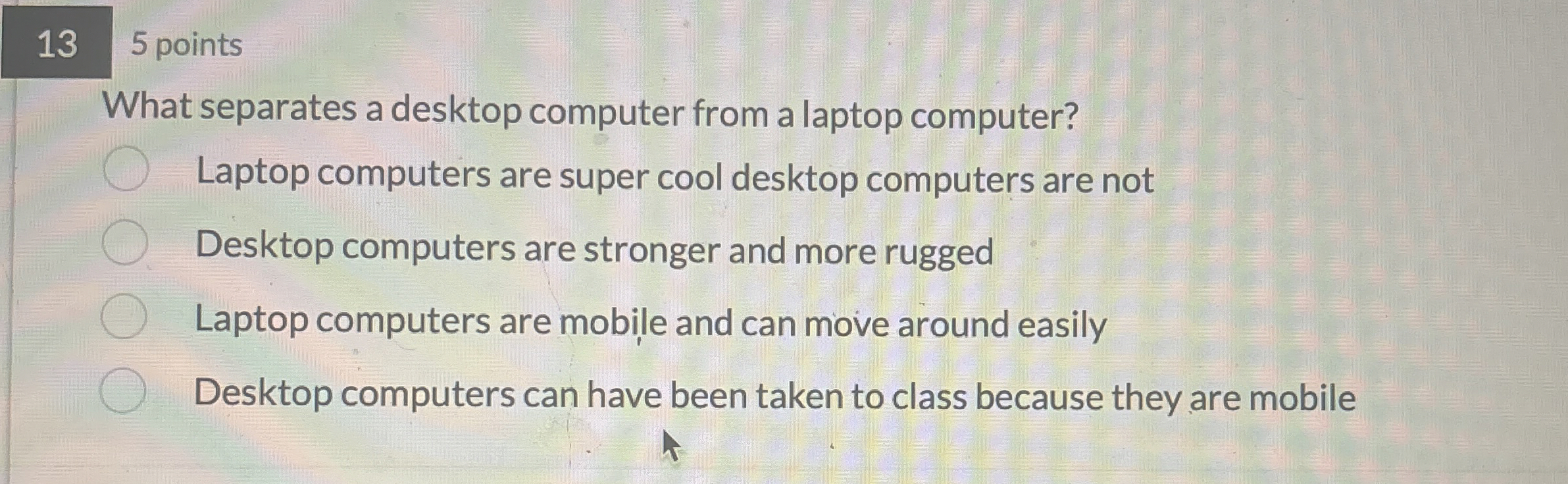 What separates a desktop computer from a laptop