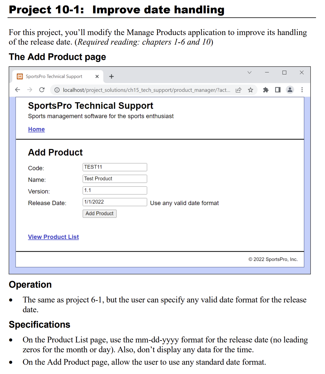 Project 1 0 - 1 : Improve date handling For this