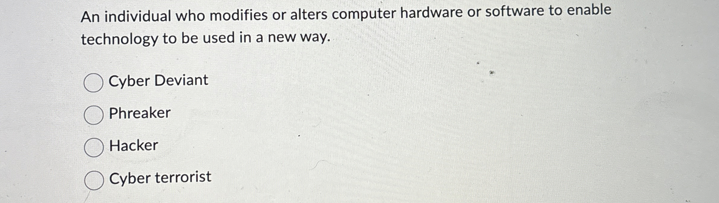 An individual who modifies or alters computer