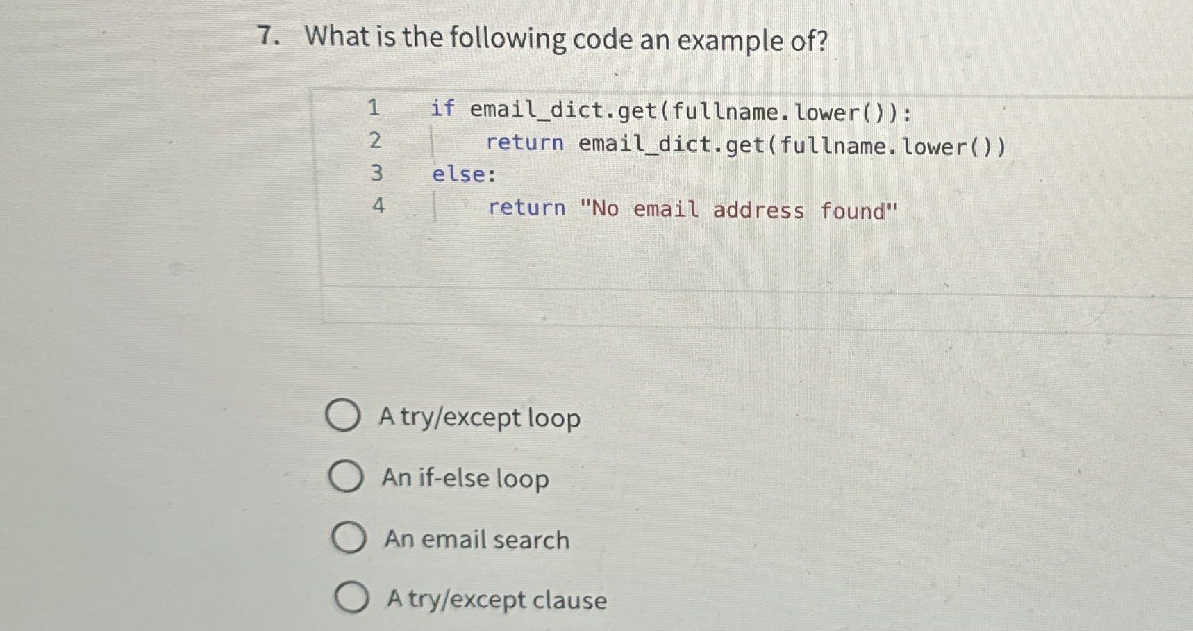 What is the following code an example of ? if