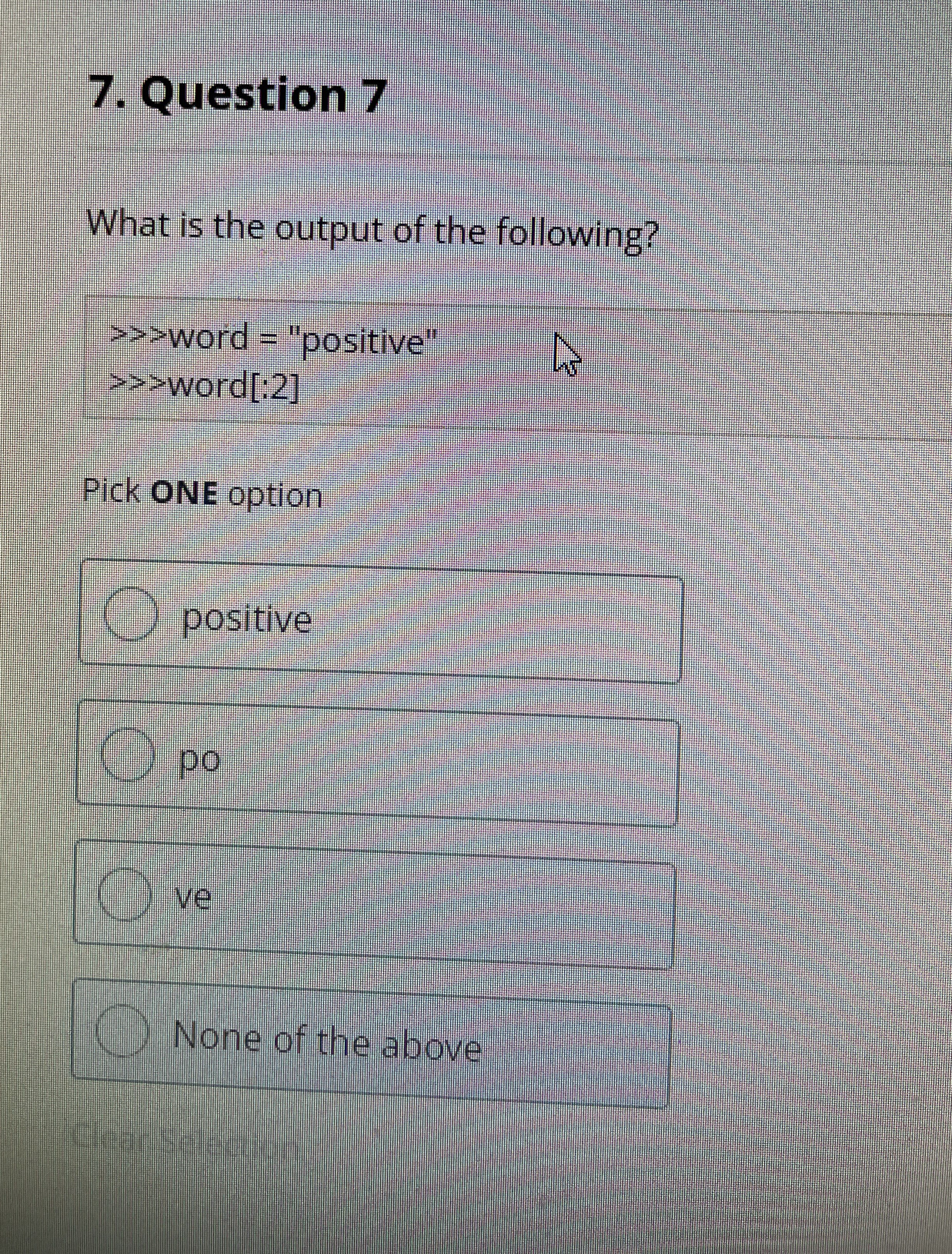 What is the output of the following? word =