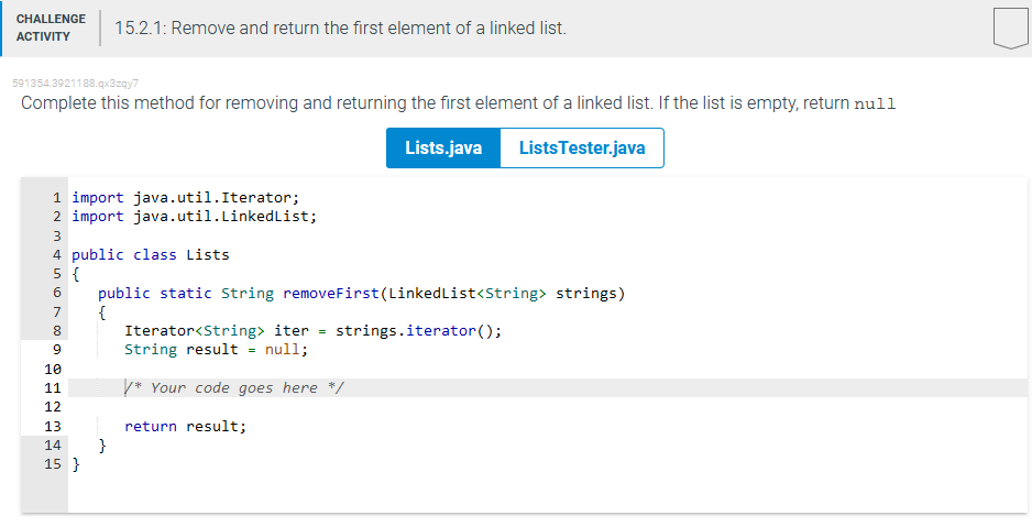 1 5 . 2 . 1 : Remove and return the first element