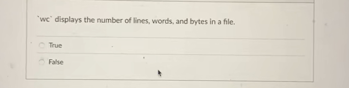 ' wc ' displays the number of lines, words, and