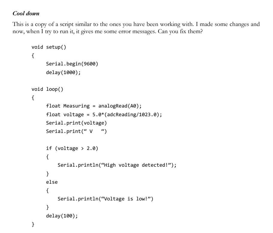 Cool down This is a copy of a script similar to