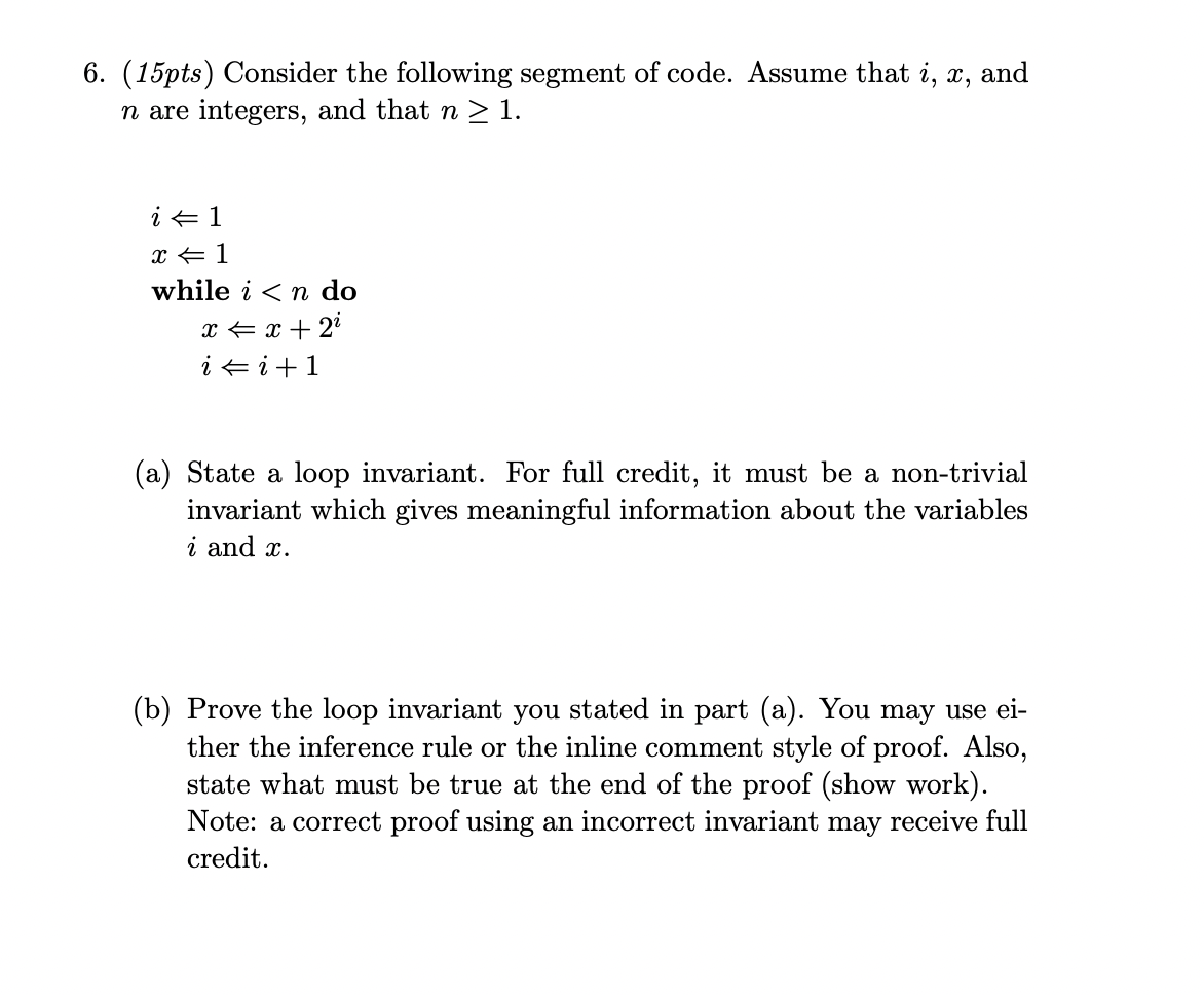 ( 1 5 pts ) Consider the following segment of