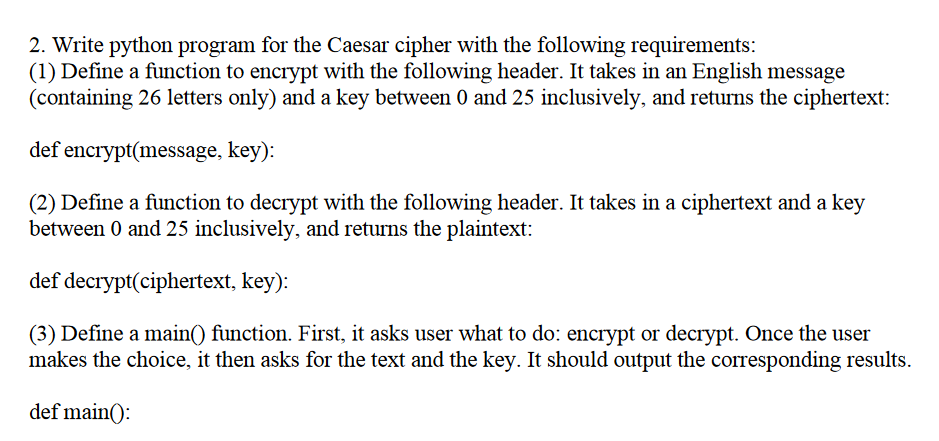 Write python program for the Caesar cipher with