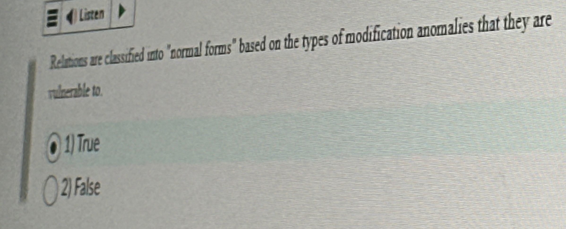 Reting uec cossified into "normal forms" based on