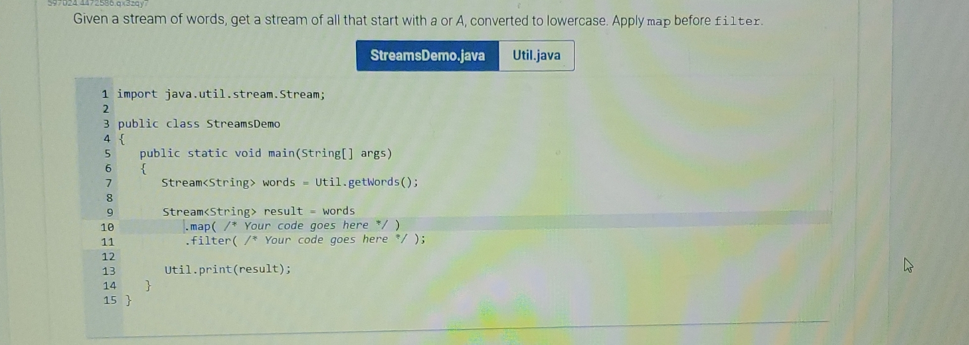 Given a stream of words, get a stream of all that