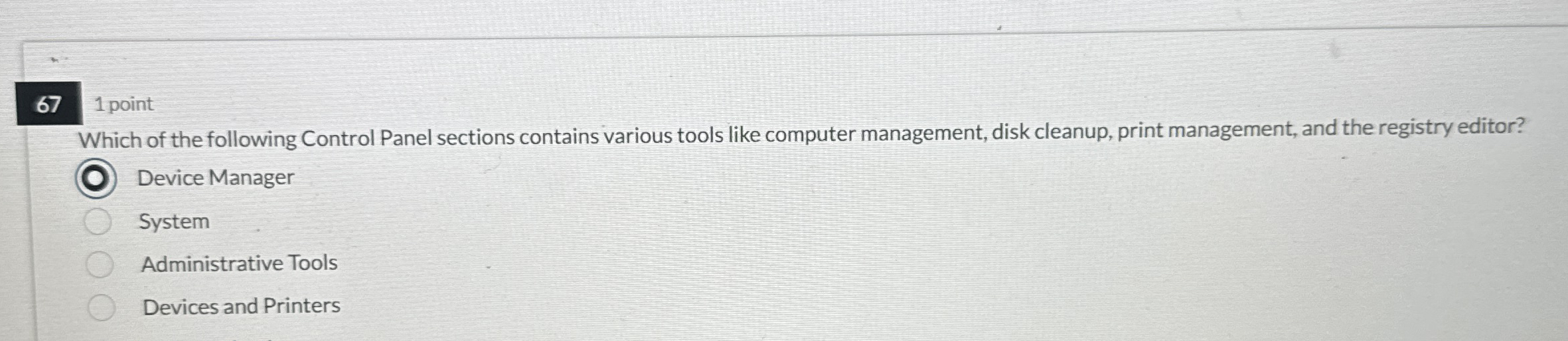 Which of the following Control Panel sections
