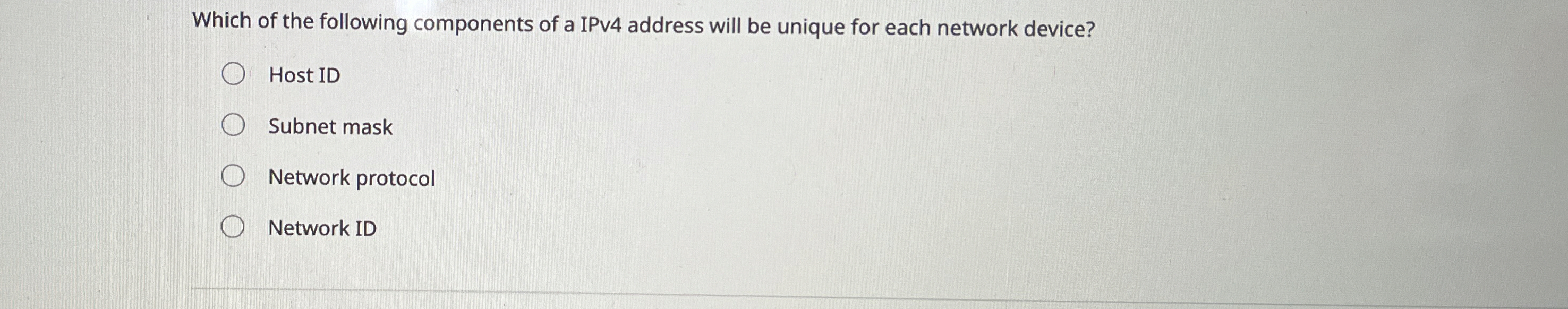 Which of the following components of a IPv 4