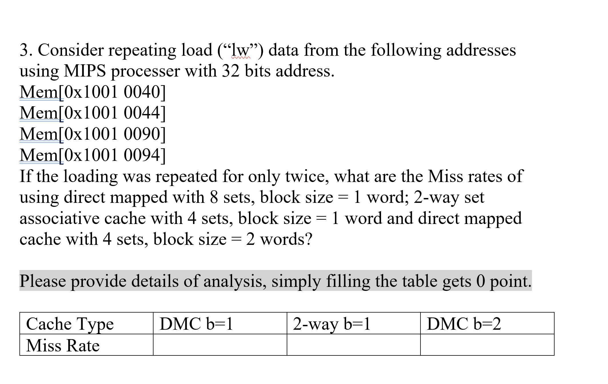 3 . Consider repeating load ( " lw " ) data from