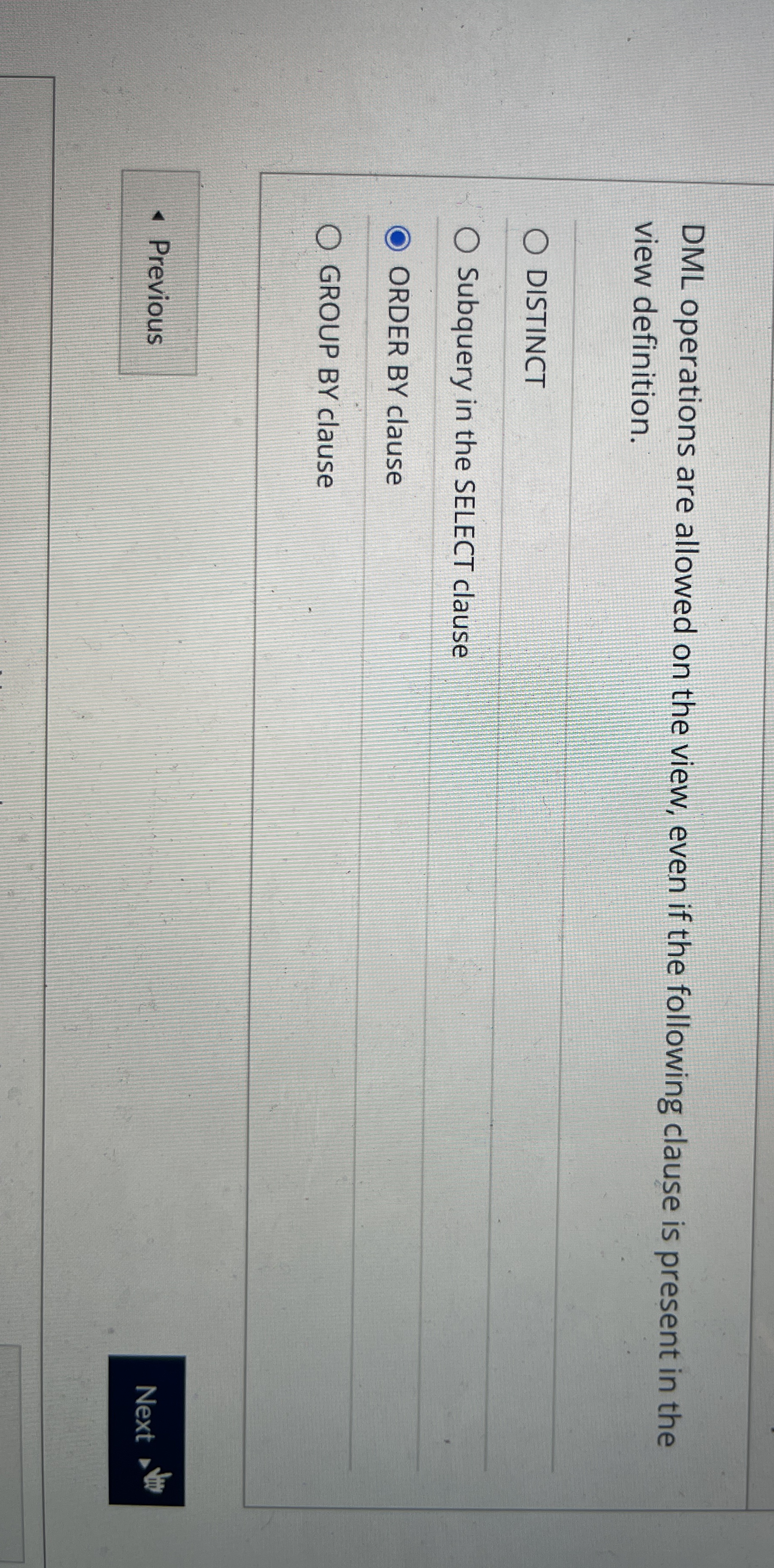 DML operations are allowed on the view, even if