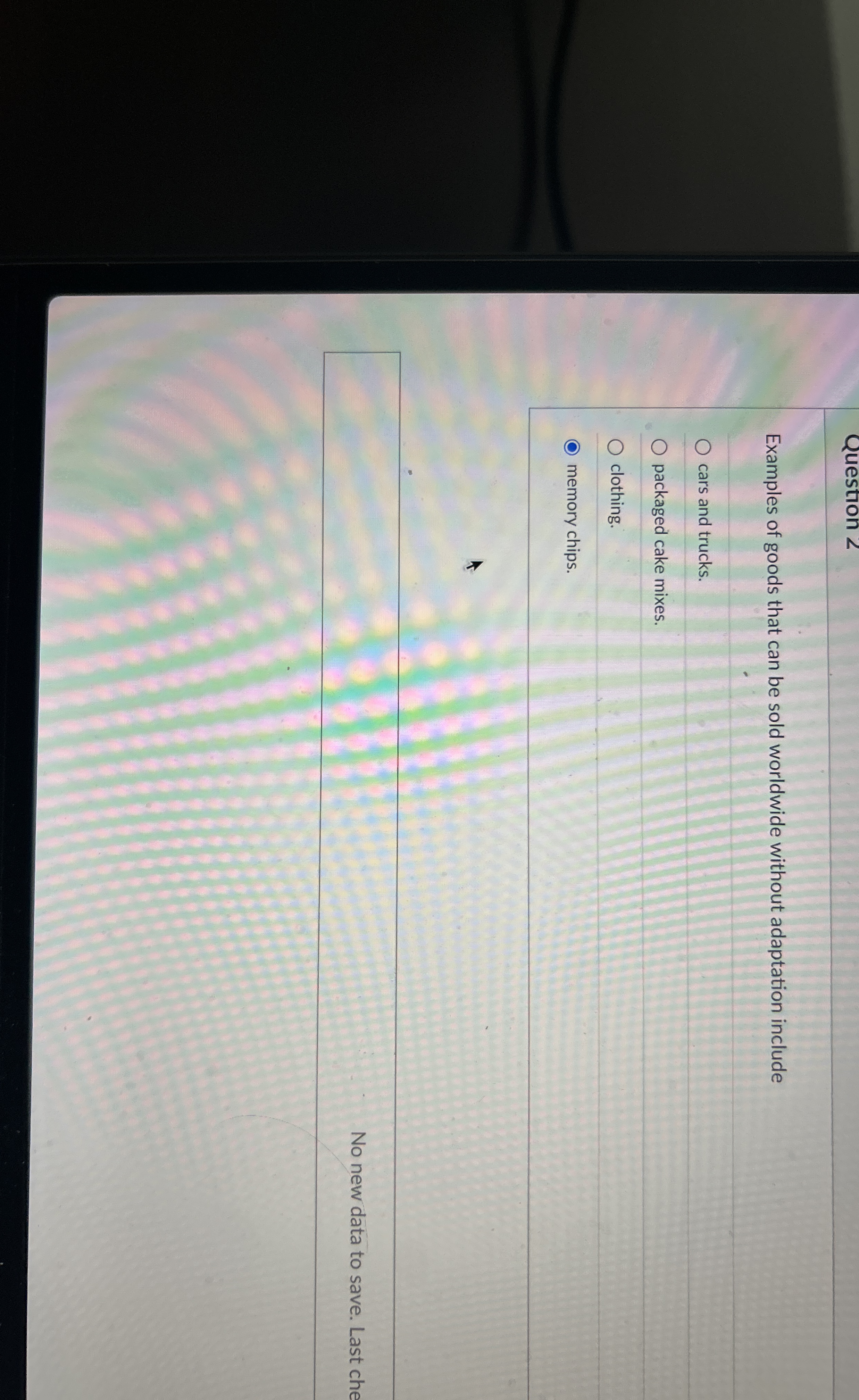 Question 2 Examples of goods that can be sold