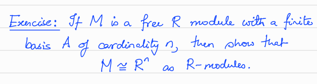 If M is a free R module with a finite basis A of